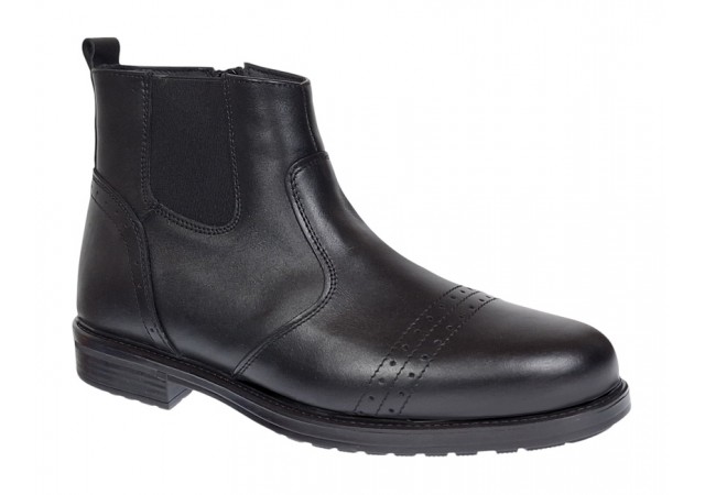 Ghete casual barbati, din piele naturala (imblanite) Negru, GKR28N